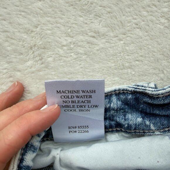 Eunina Light Wash Distressed High Rise Cutoff Denim Shorts Frayed Hem Festival S - Picture 9 of 13